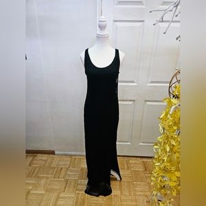 RALPH LAUREN Denim & Supply Black Perforated Mesh Racer Cotton Maxi Dress XS S